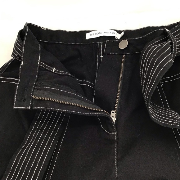 Rebecca Minkoff Rita Cargo High Waist Pants Casual Top Stitching Black Size 0 - Picture 3 of 9
